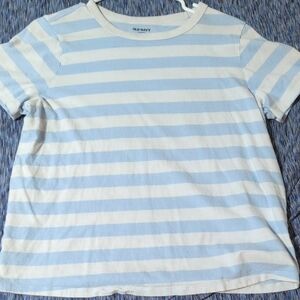 Old Navy Light Blue and White Striped Tee